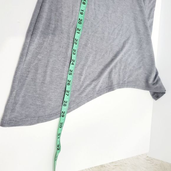LNA grey log sleeve asymmetrical hem side tie stretchy top size Medium - Picture 9 of 10